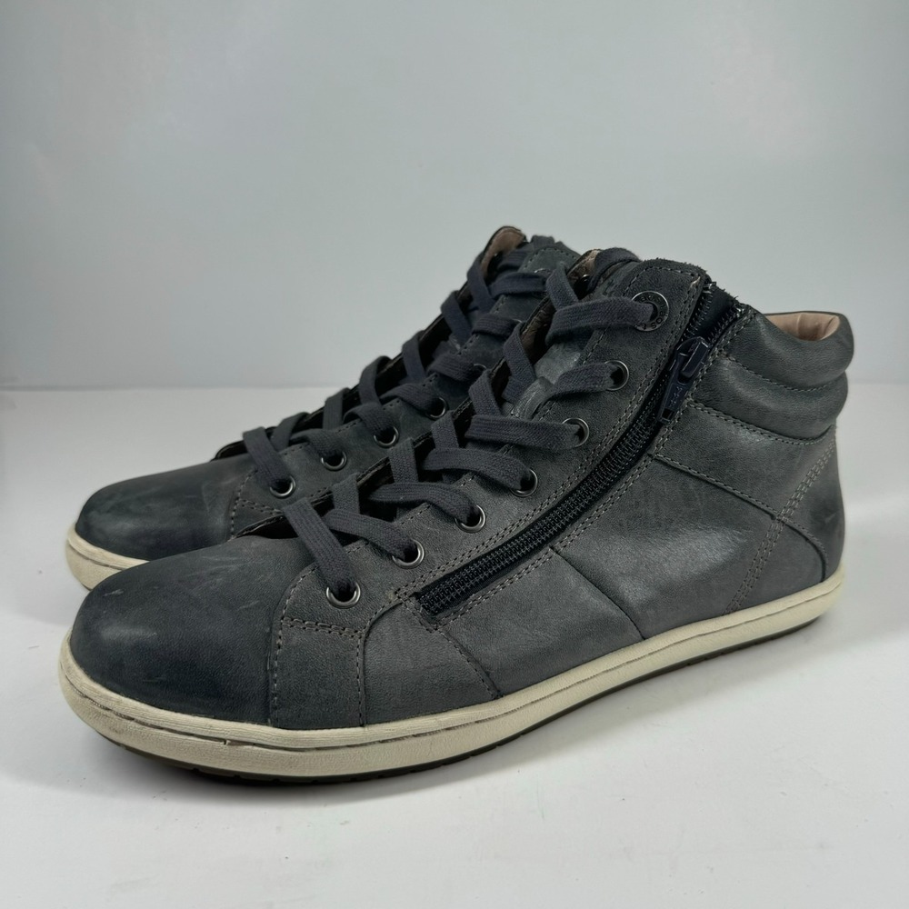 Taos Union Women's US 10 Dark Grey Leather High-Top Zip Lace-Up Casual Sneakers